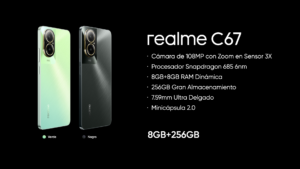 el realme C67 impresiona con su pantalla de 950 nits que es fácilmente legible incluso bajo la luz solar directa.